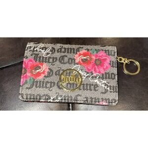 Juicy Couture Logo Petal Compact Card Wallet Floral Coins Keychain